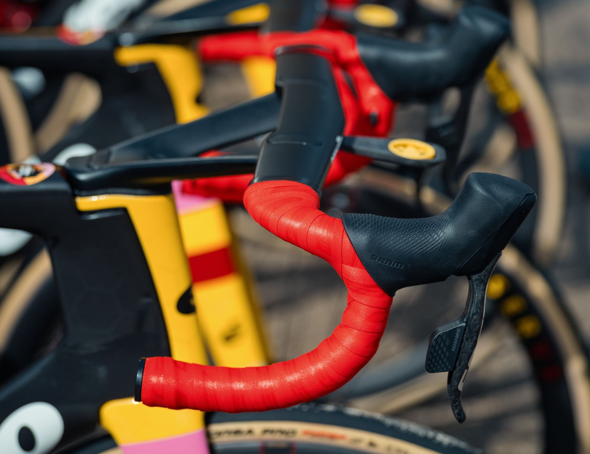 Detail shots of the custom red Cervélo S5.